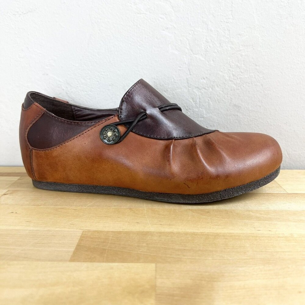 L'Artiste Spring Step Clove Cam Brown Leather Clog Zipper Size 40 / US 9